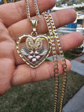 Virgen de Guadalupe corazon con rosas necklace